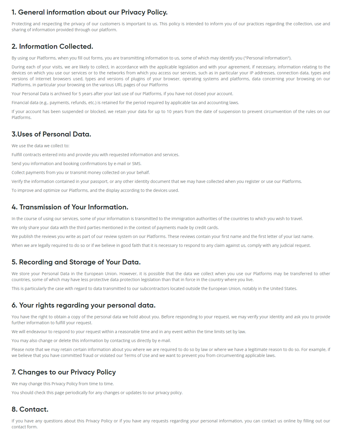 Privacy Policy Canada 2024